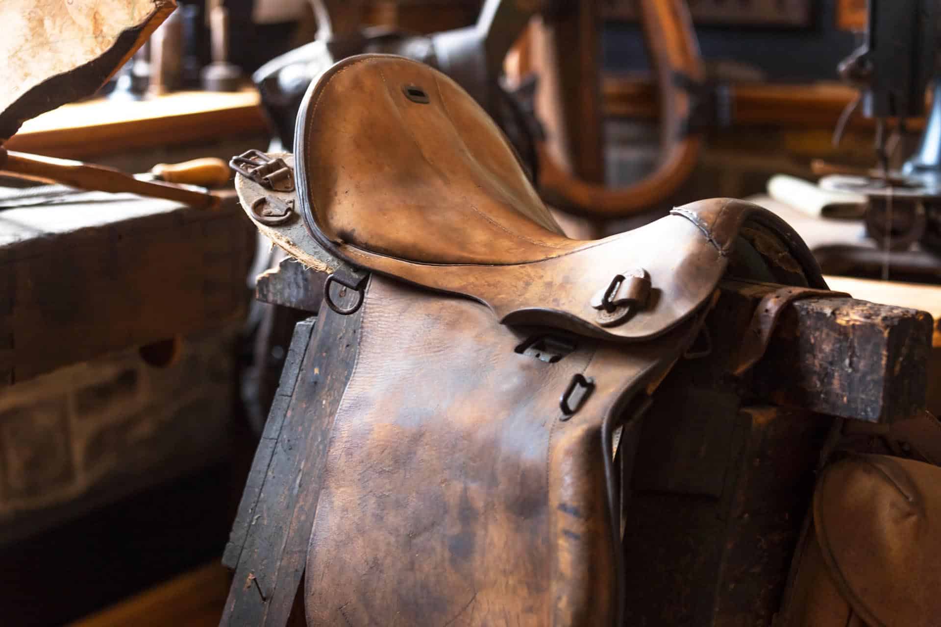 english saddle in the shop being repaired